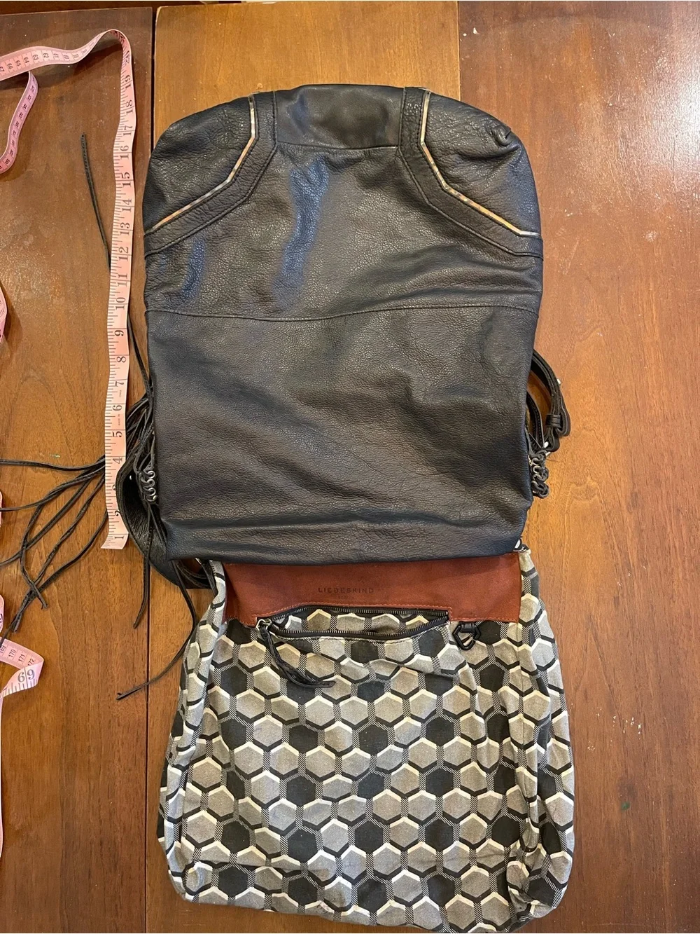 Liebeskind Black Leather Fringe Large Hobo with Silver Hardware